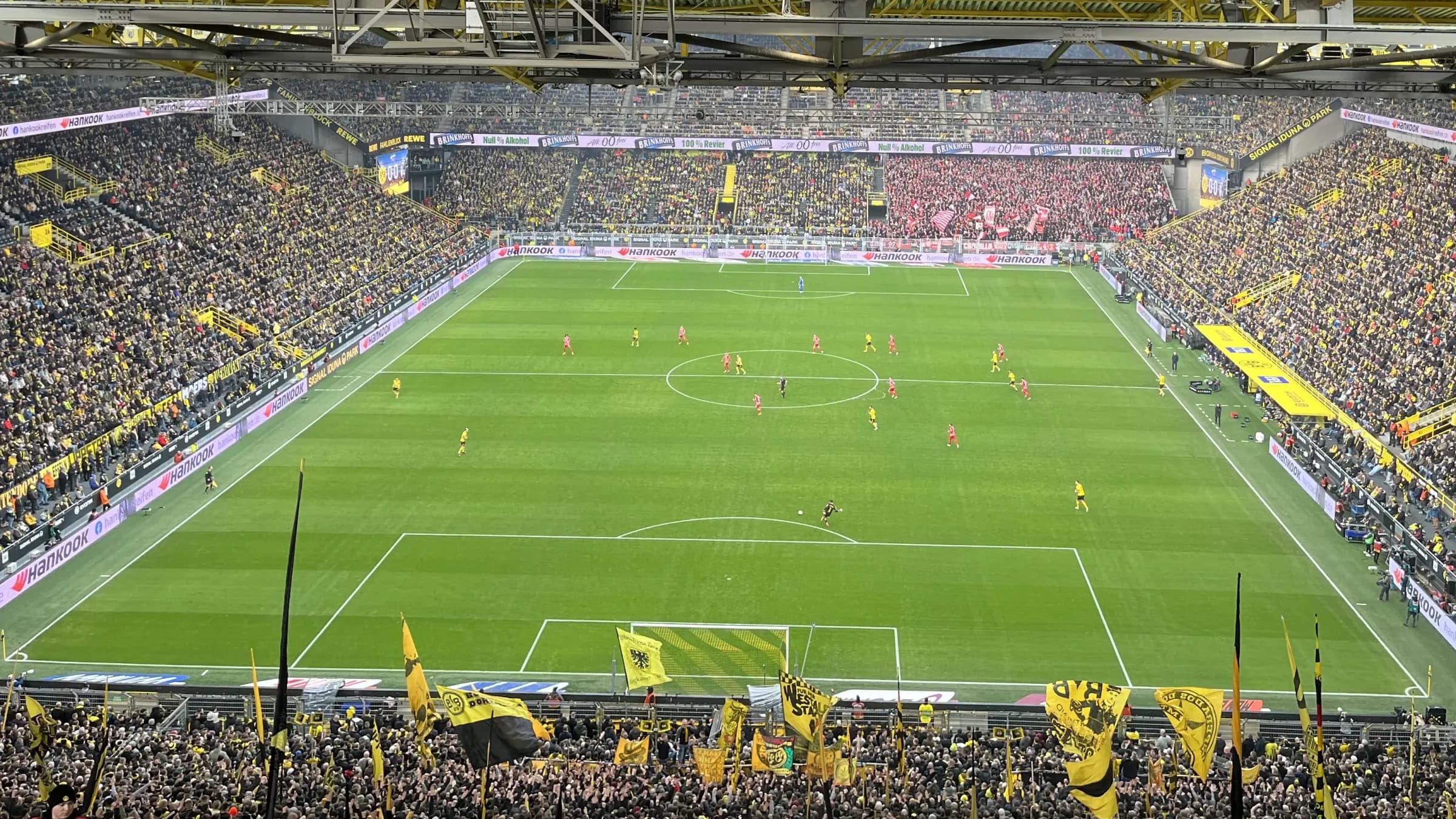 A full Signal Iduna Park in Dortmund, seen from the stands