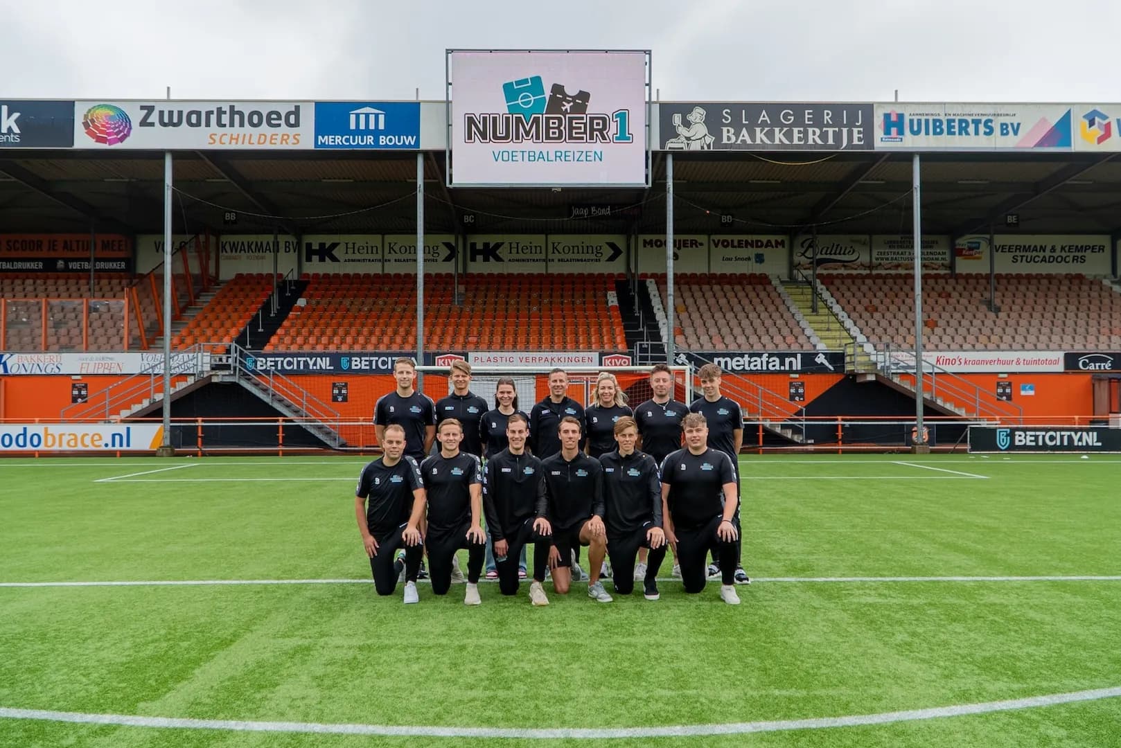 The team on the pitch at FC Volendam's stadium