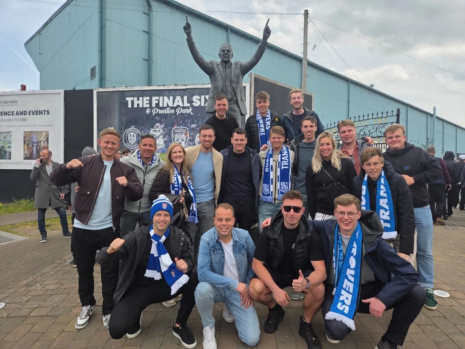 The Football Travel Group team on an away day outside Prenton Park